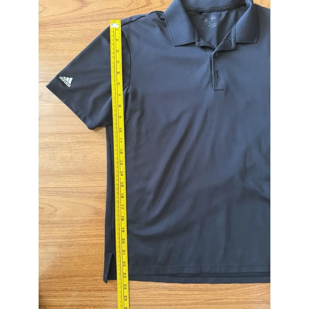 2 Adidas Small Polo Black Shirt Men Sports Logo Casual Golf Stretch Sleeve